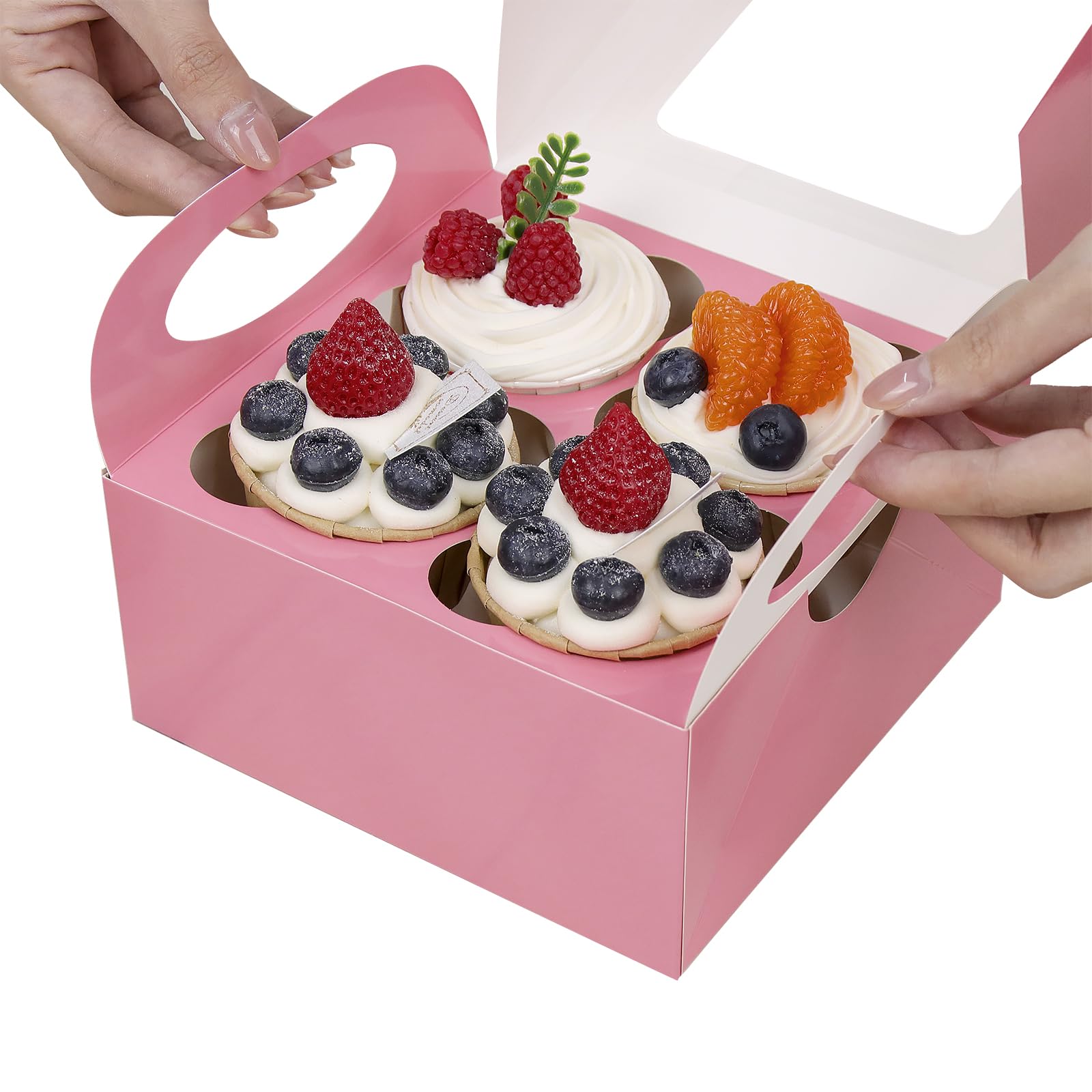 Pink Cupcake Boxes - 25 Pack with Window -1