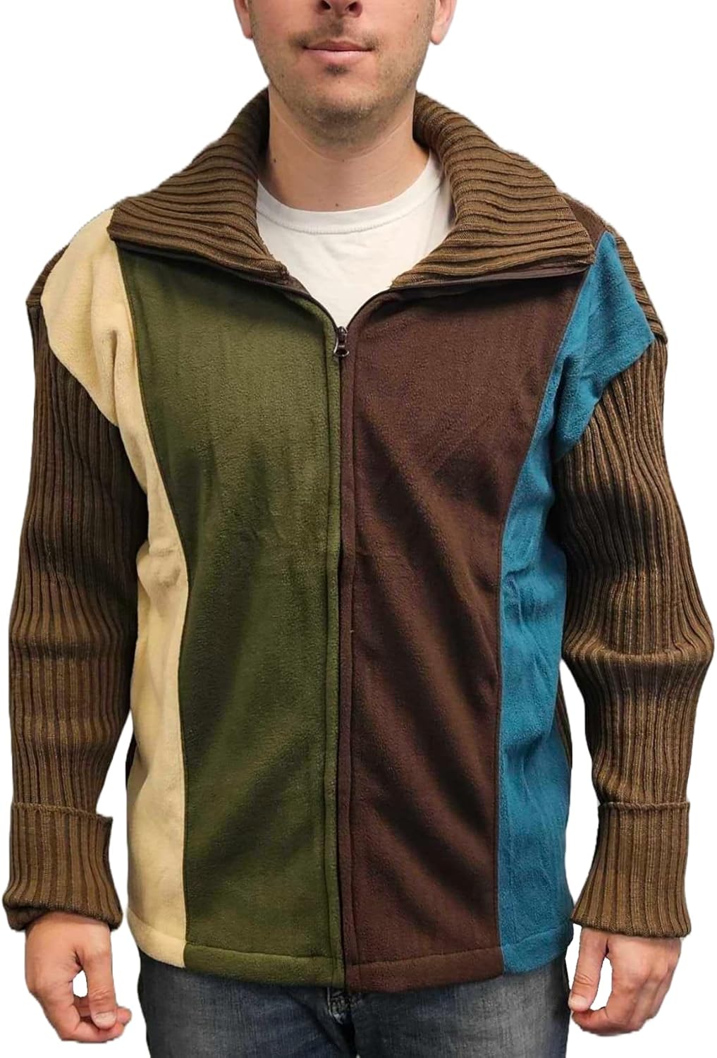 Mark Multicolor Full Zip Cardigan Turtleneck Sweater - Everyday Wear & Costume Jumper - 00s Christmas Movie Fan Gift