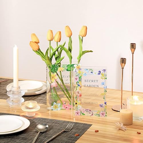 Miniatura 3 de Jarrón en forma de libro, jarrón acrílico en forma de libro para flores, jarrón de flores en forma de libro transparente, jarrón pequeño en forma de