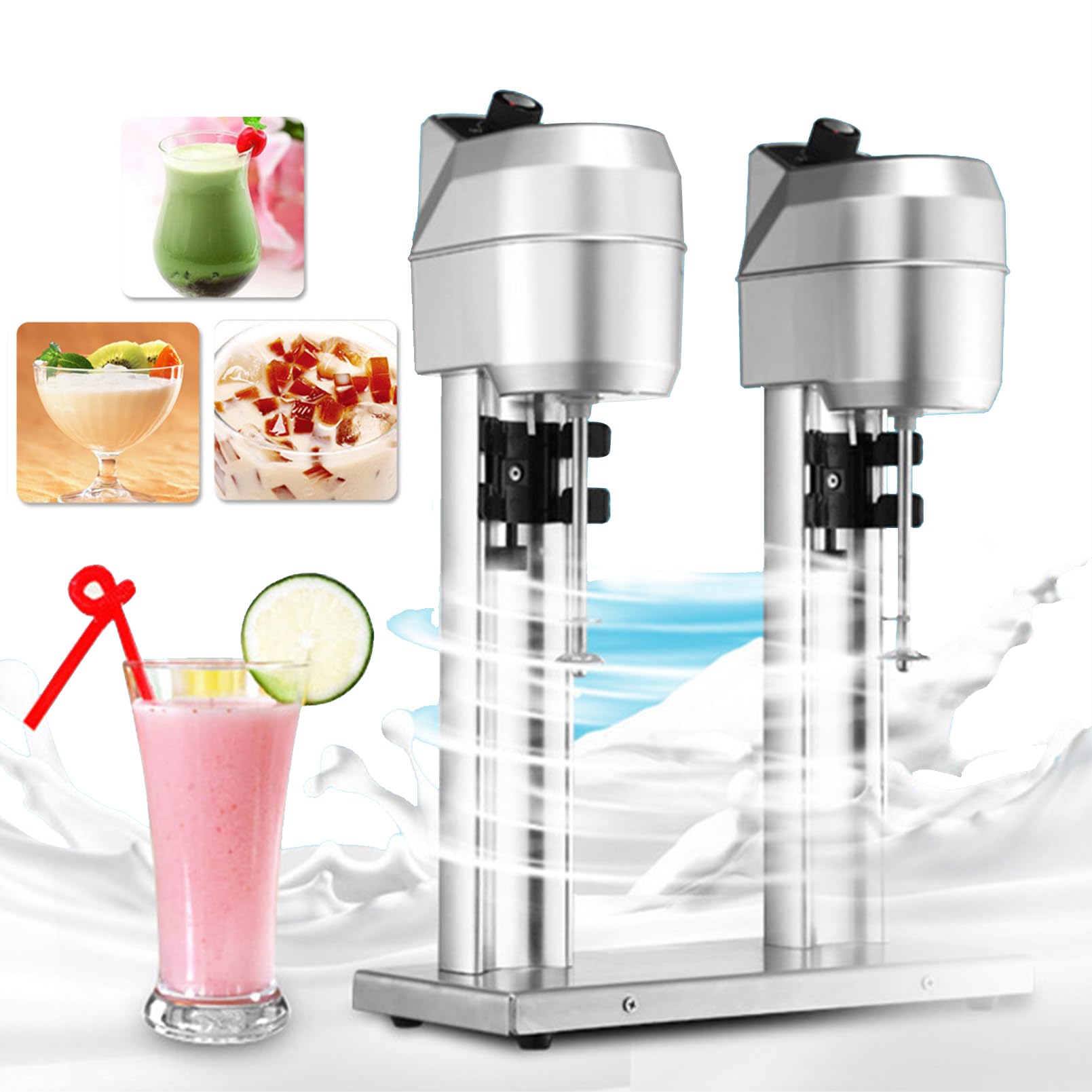 Commercial Milkshake Maker with 2 X 1000 Ml Cups 600W Motor Electric Mixed Drink Maker Micro Sensor Switch