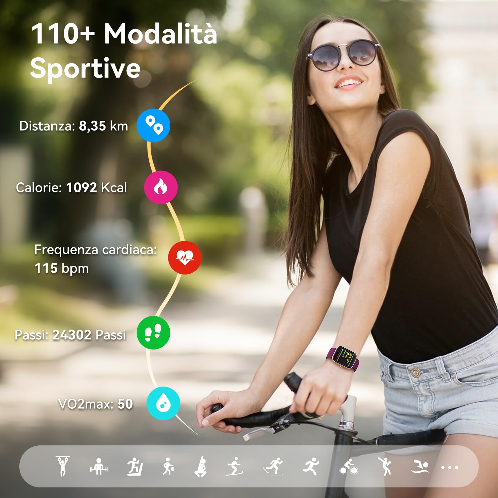 Smartwatch Uomo Donna, 1.91" Orologio Smartwatch Chiamate, Alexa Integrato Fitness Tracker con cardiofrequenzimetro Monitor del SpO2/Sonno/Stress,110 Sportive IP68 Orologio Contapassi per Android iOS