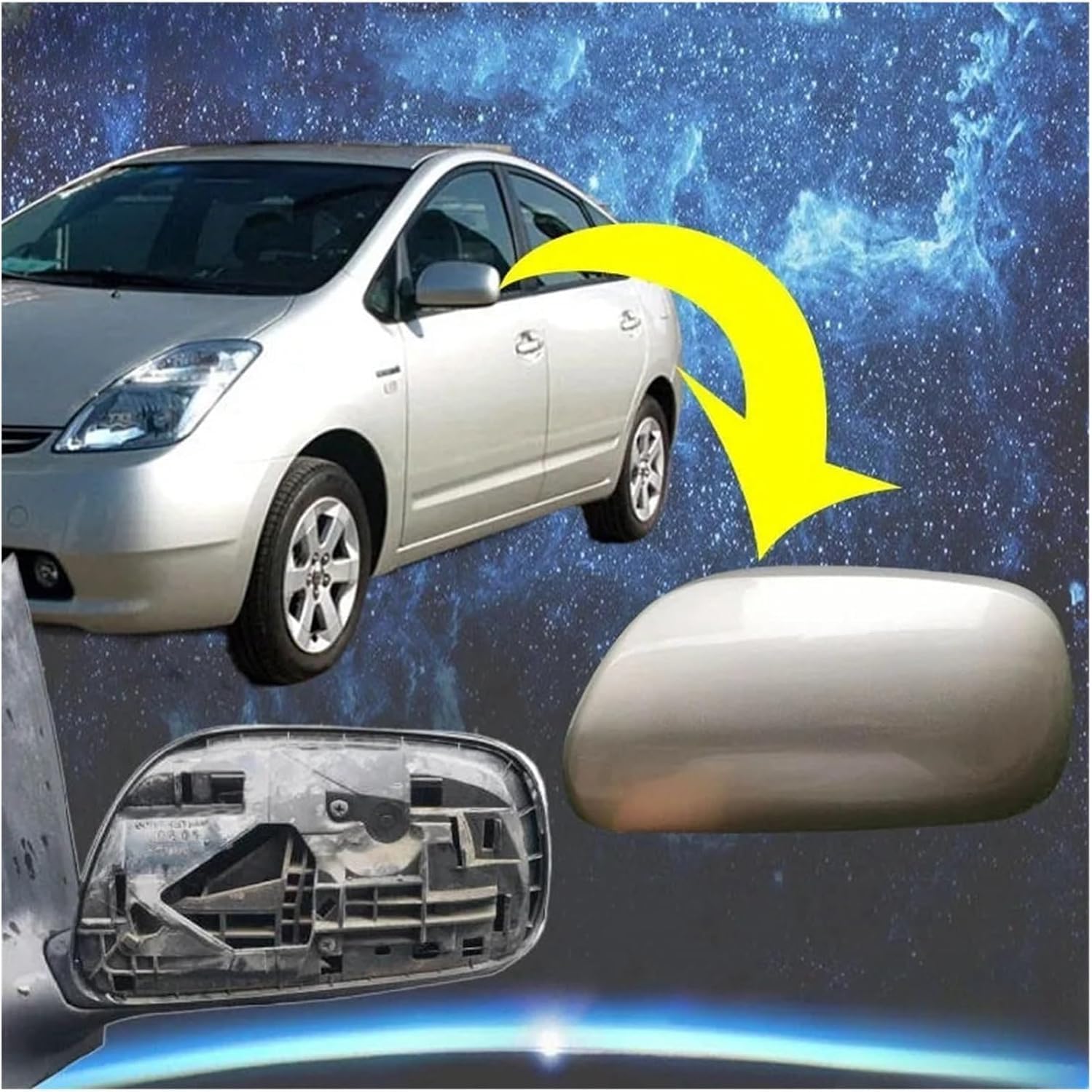 Automotive Rearview Mirror Cover Compatible For 2003-2008 Toyota Prius 20 Series Automotive Exterior Accessories ABS Door Side Rearview Mirror Shell (White right)