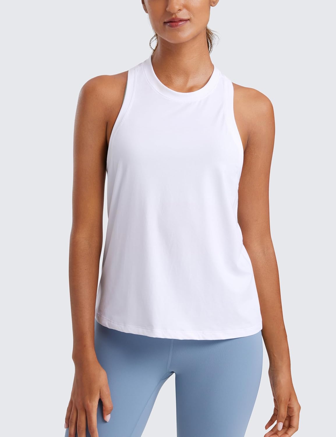 CRZ YOGA Womens Pima Cotton High Neck Workout Tank Racerback Athletic Sleeveless Tops Basic Casual Yoga Shirts - Image 2