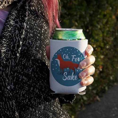 Miniatura 3 de Oh For Fox Sake - Enfriador de latas divertido en verde azulado - Funda aislante plegable para bebidas - Soporte aislado para bebidas