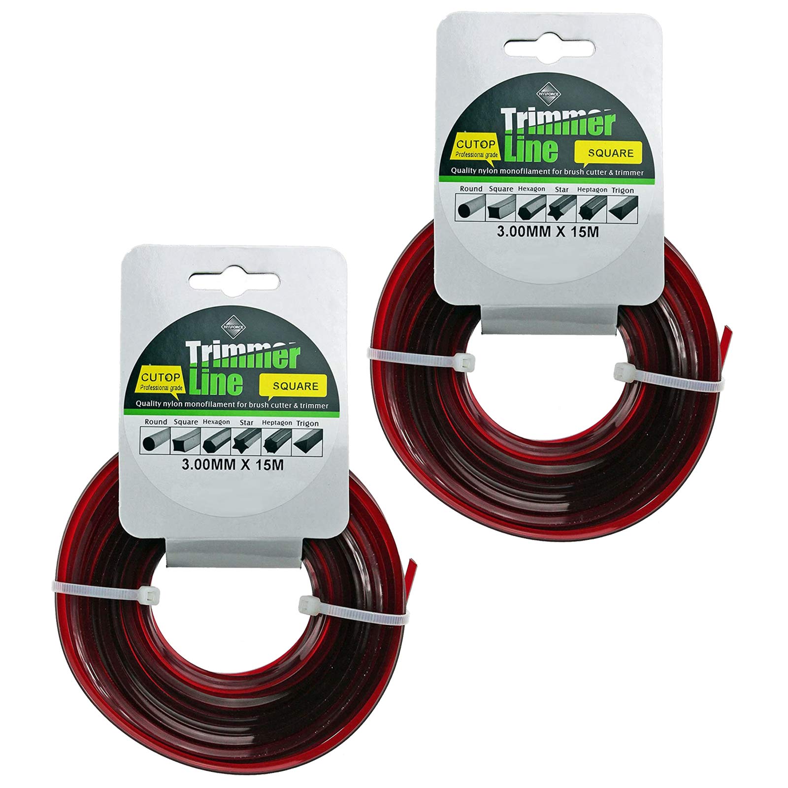 Spares2go Black Square 3.0Mm Diameter 2 X 15M Strimmer Trimmer Brush Cutter Pro Cord Line
