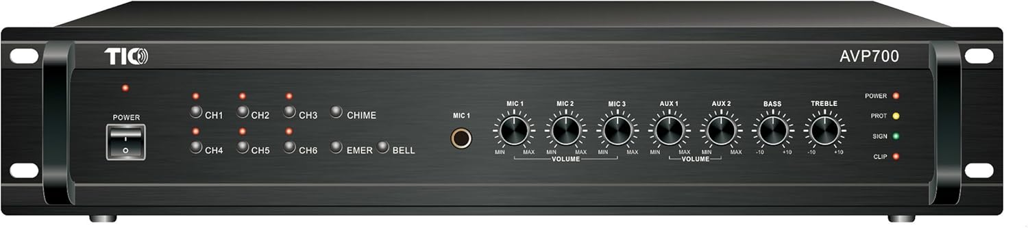 TIC AVP700-680W 6-Zone 70v / 100v / 4-16Ω Commercial Mixer Amplifier