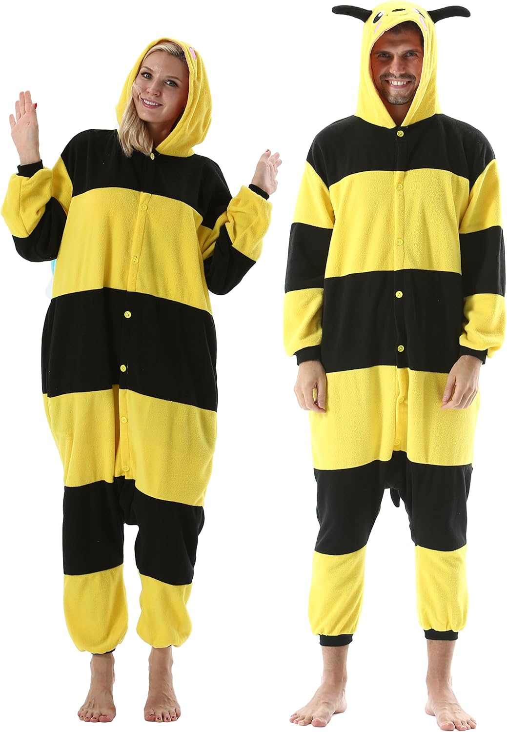 DarkCom Yellow Bee Onesie Halloween Costume One Piece Unisex Adult Pajamas Women Men Sleepwear Christmas Pajamas - Image 3