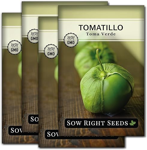 Sow Right Seeds - Semillas de tomatillo Toma Verde para plantar - Paquete de reliquia sin OMG con instrucciones para plantar un huerto casero -