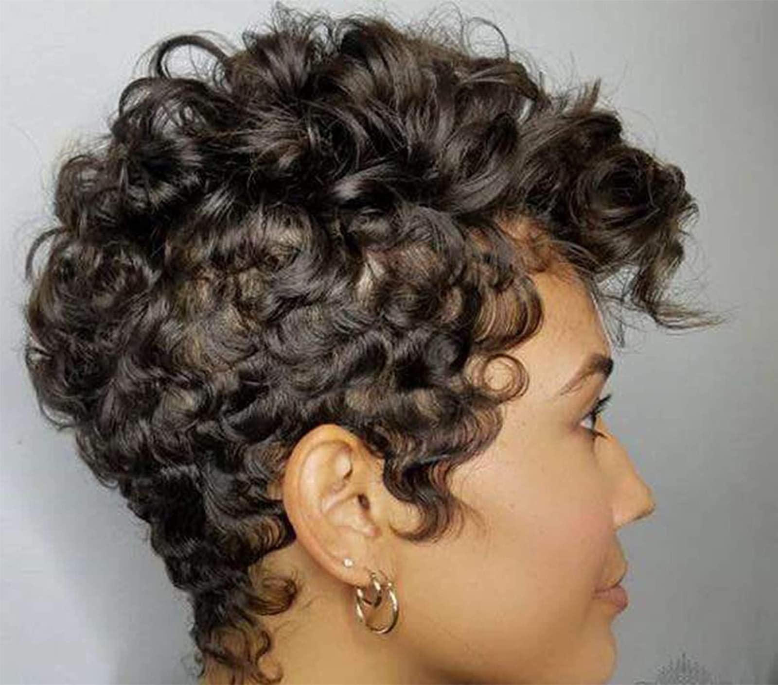 ROMOZ Short Curly Hair Wigs Human Hair Short Wigs,Short Curly Boy Cut Wig,For Black Women Natural Hair Pixie Wigs Brown