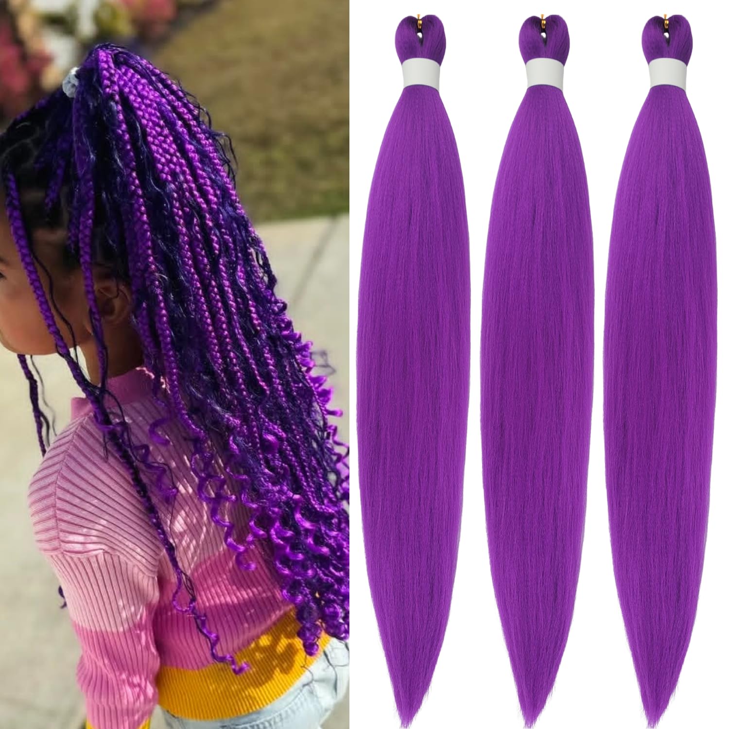 Purple Braiding Hair Pre stretched Box Braiding Hair Zimbabwe Ubuy