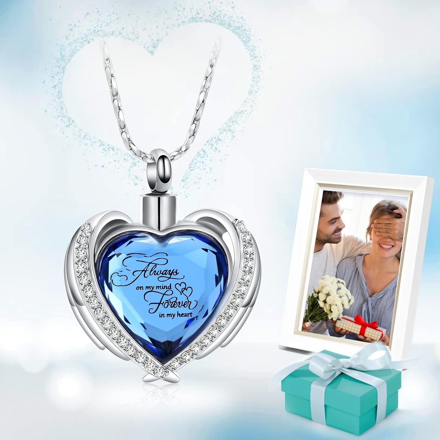 Imrsanl Cremation Jewelry for Ashes Pendant - Crystal Heart Urn Necklace with Mini Keepsake Urn Memorial Ash Jewelry - Image 3
