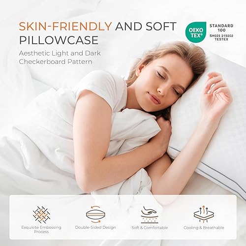 Vista 3 de SweetNight Bed Pillows Queen Size Set of 2, Fluffy Luxury Hotel Pillows Collection Gusseted for Neck and Shoulder, Side Back Stomach Sleeper Pillow