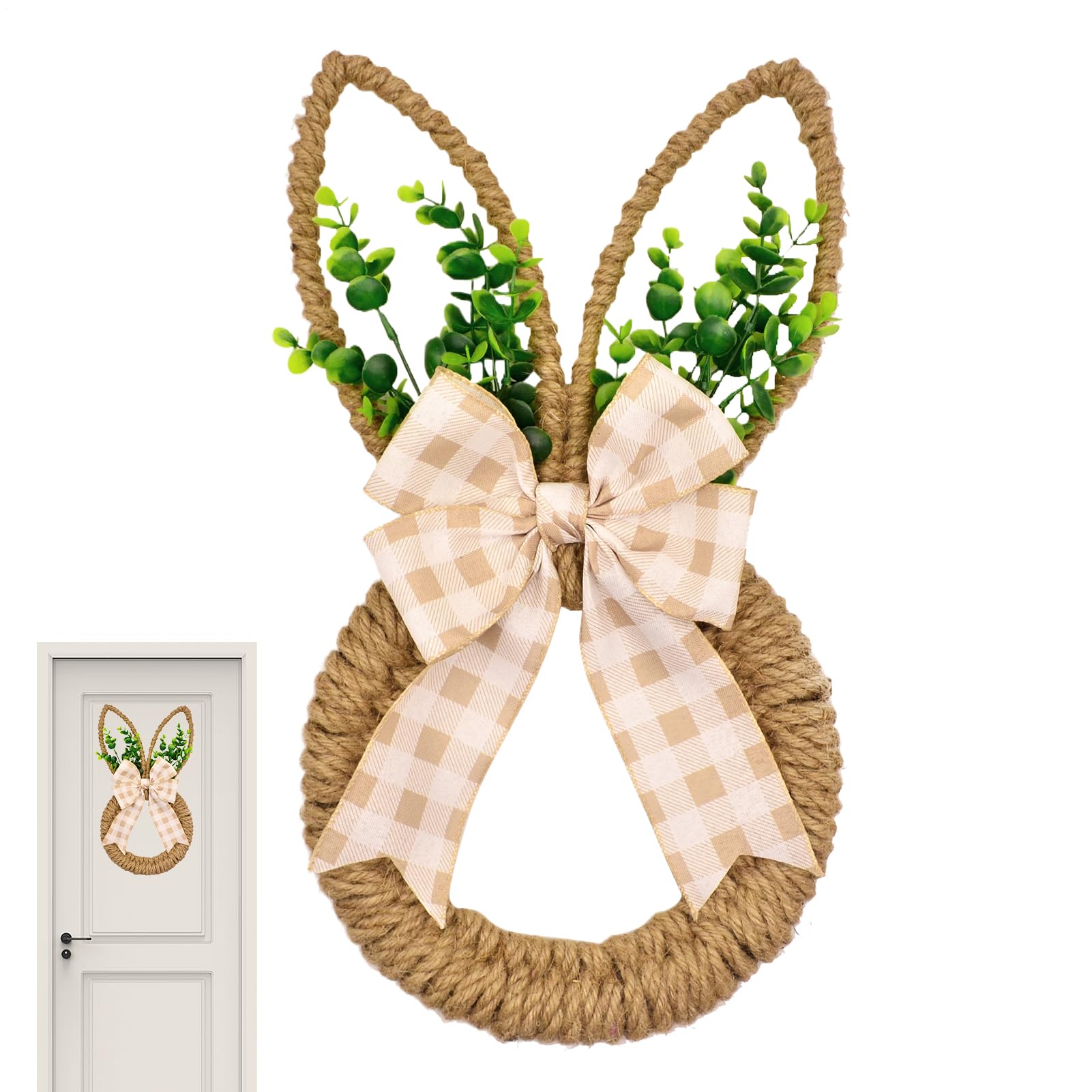 Couronne de Lapin de Pâques pour porte d'entrée maison décoration murale et fenêtre