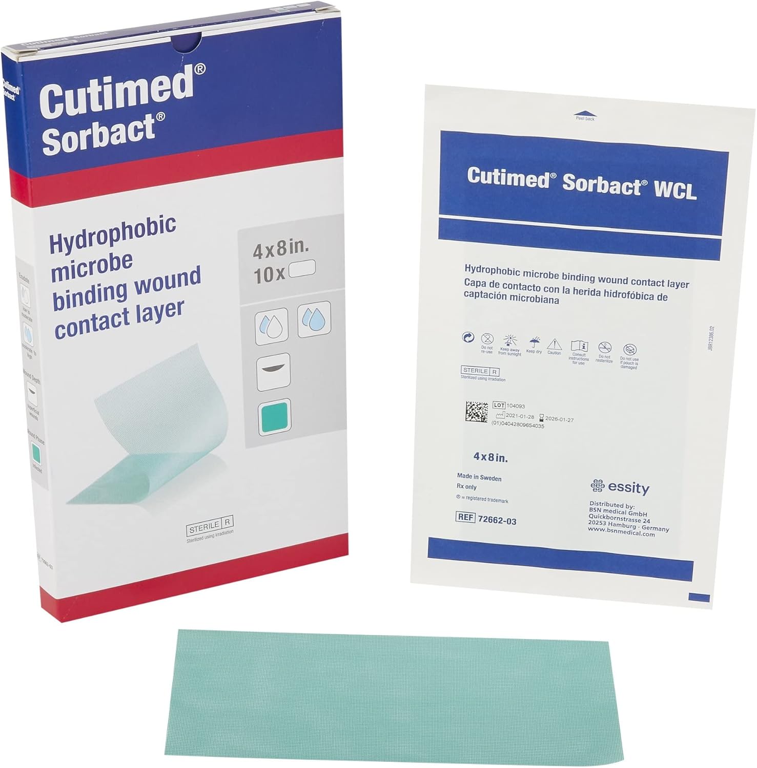 BI7266203BX - Jobst Cutimed Sorbact Wound Contact Layer, 4 x 8