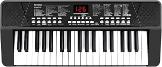 MSANMERSEN 37-Key Portable Piano Keyboard for Beginners - Rechargeable Battery, Mic, LED Screen, Black