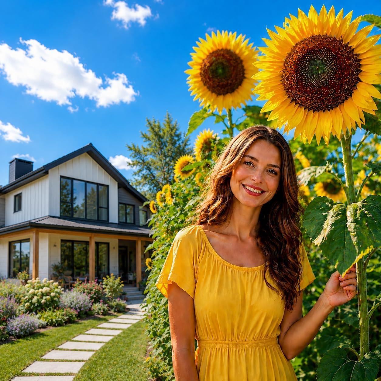 Giant Mammoth Sunflower Seeds for Planting -Grows Up to 12 ft (3.6 m) (2 Pack, 100 Seeds+ Per Pack) – Large Grey Stripe Heirloom Seeds – Tall with Huge Golden Blooms – Helianthus annuus – Non-GMO