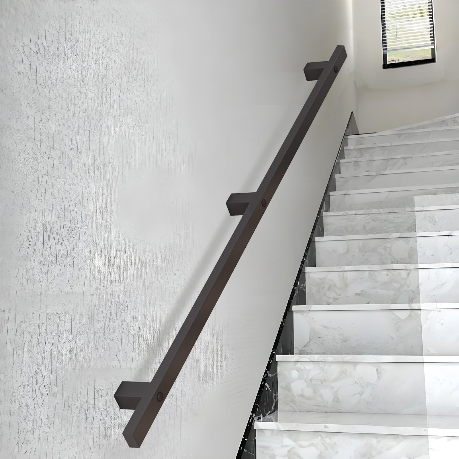 Gouden leuning voor trappen - complete kit 1m 2M 3M 4M 5M 6M industriële traprailing grab bar veiligheid, wandgemonteerde smeedijzeren leuning voor binnen openlucht (Size : 200cm
