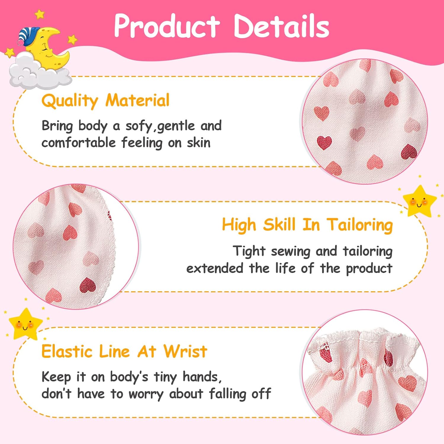 Geyoga 40 Pairs Newborn Baby Mittens No Scratch Mittens Soft Elastic Infant Baby Gloves for 0-6 Months - Image 3