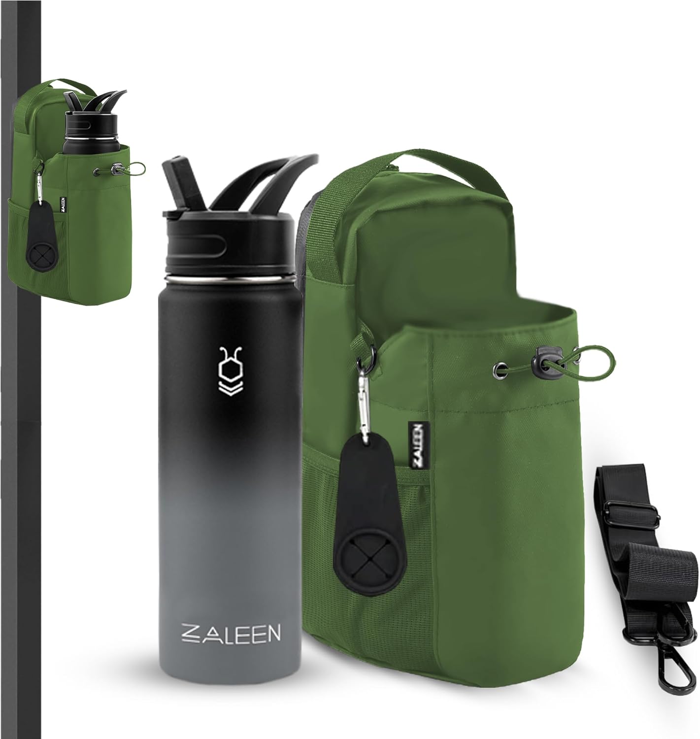 3-in-1 Magnetic Gym Bag with 22oz Water Bottle & Towel Holder set – Waterproof Sports Bag with Strong Magnet, Lockable Zip & Detachable Strap – Gym Accessories for Men & Women (Green)