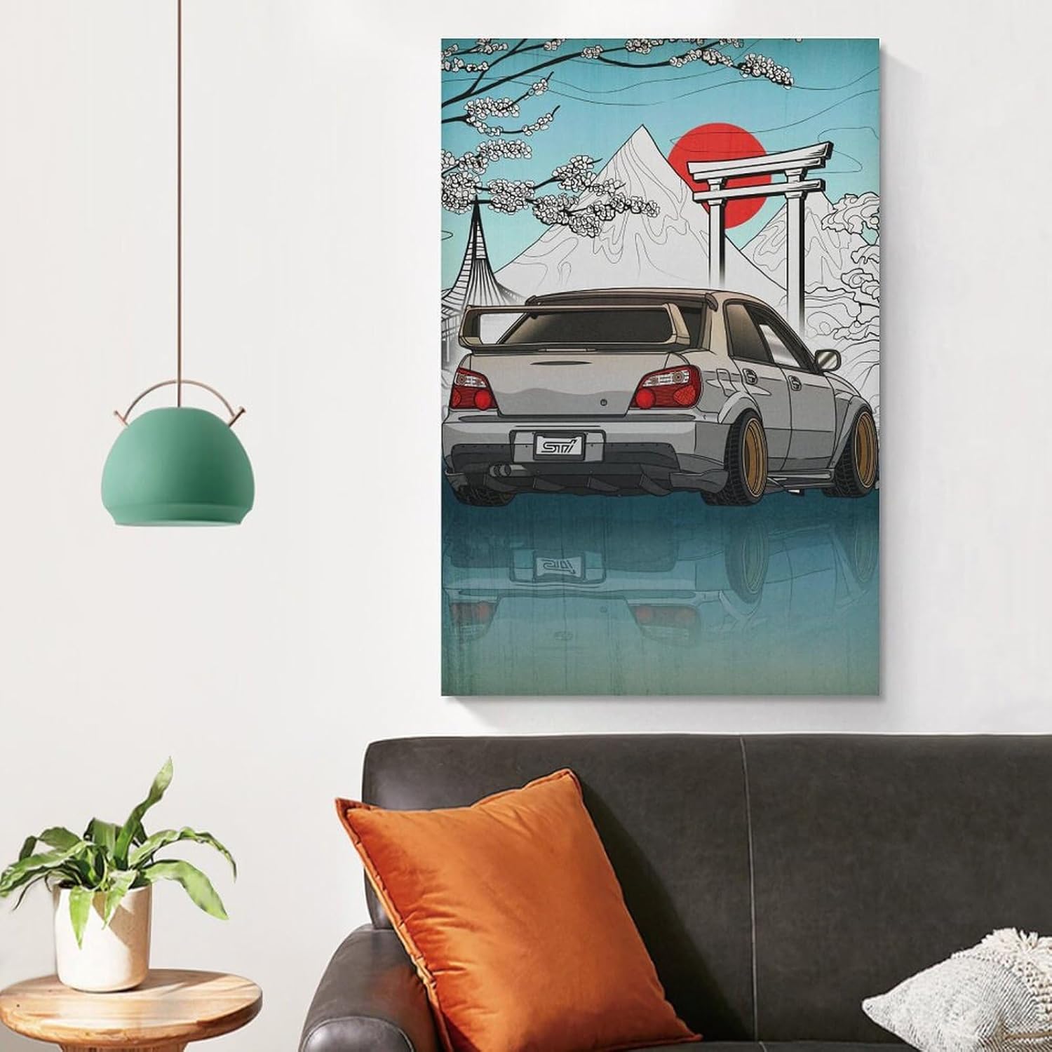 Impreza Wrx Art Jdm Car Japan Fuji Temple Sunset Car Posters & Prints Car Canvas Wall Art Living Room Decor for Men Aesthetic Paintings Pictures Wall Decor Framed Unframed 12x18inch(30x45cm) - Image 4