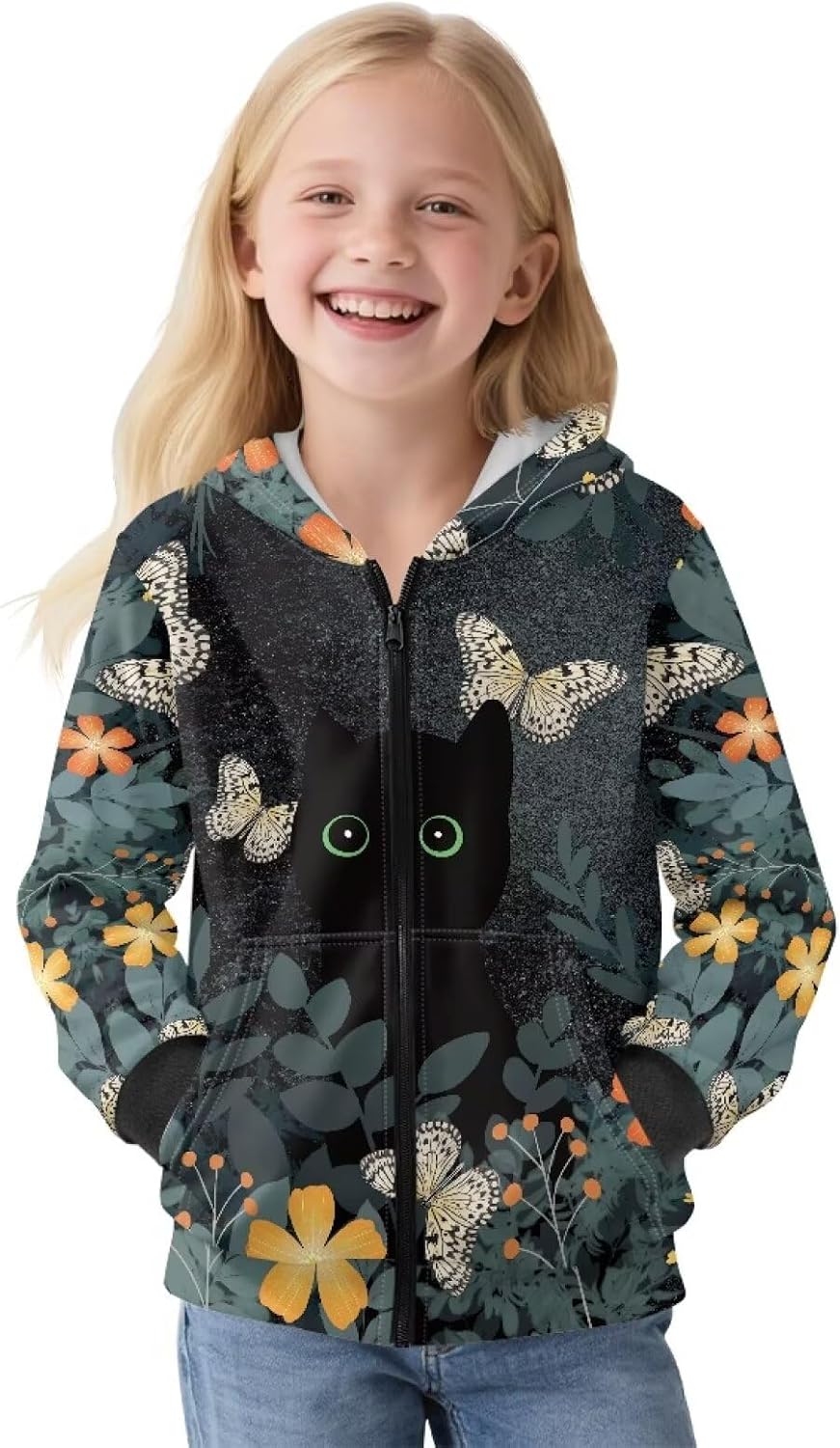 Kids Clothes Full Zip Up Hoody Sweatshirts for Girls and Boys Long Sleeve Crop Tops Active Hoodies Ages 6-16 Years