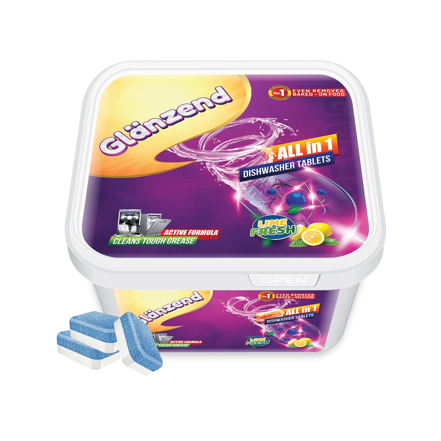 GlanzendAll in One Max Booster 2 layers Dishwasher Tablets | Fresh - 40 Tablets | Prefect ever Clean & Shine