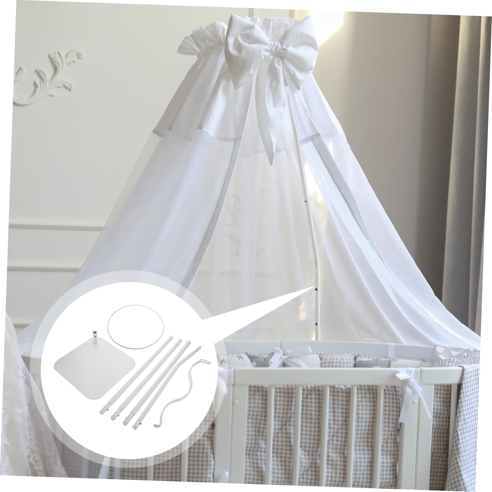 BESPORTBLE Support De Filet pour Baldaquin De Lit Réglable Et Stable avec Base Ferme pour Moustiquaire De Lit Garçon Fille