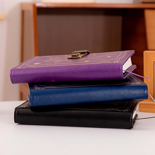 Miniatura 6 de TIEFOSSI Diario con cerradura para niños, diario de cuero impermeable con cerradura, diario A5 recargable con contraseña, 3.53 ozm, 224 hojas