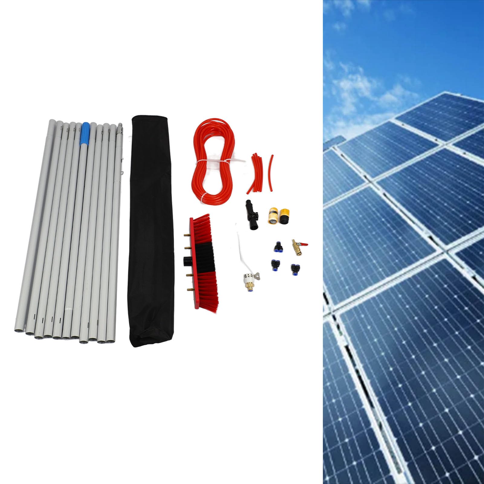 Pannello solare Pannello Pannello Telescopico Acqua Telescopica alimentazione Pole Kit portatile PULIZIONE Rondella spray per famiglia con 25 accessori TI Legato Materiale