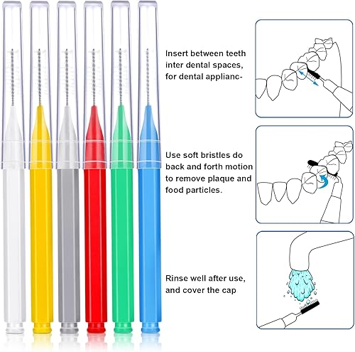 Miniatura 58 de Patelai 100 piezas de cepillos para limpiador, cepillo interdental, palillo de dientes, cabezal de hilo dental, hilo dental, higiene dental, hilo