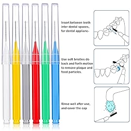 Patelai 100 Pieces Braces Brush for Cleaner Interdental Brush Toothpick Dental Tooth Flossing Head Oral Dental Hygiene Flosser Toothpick Cleaners Tooth Cleaning Tool(Assorted Colors,Multiple Sizes)
