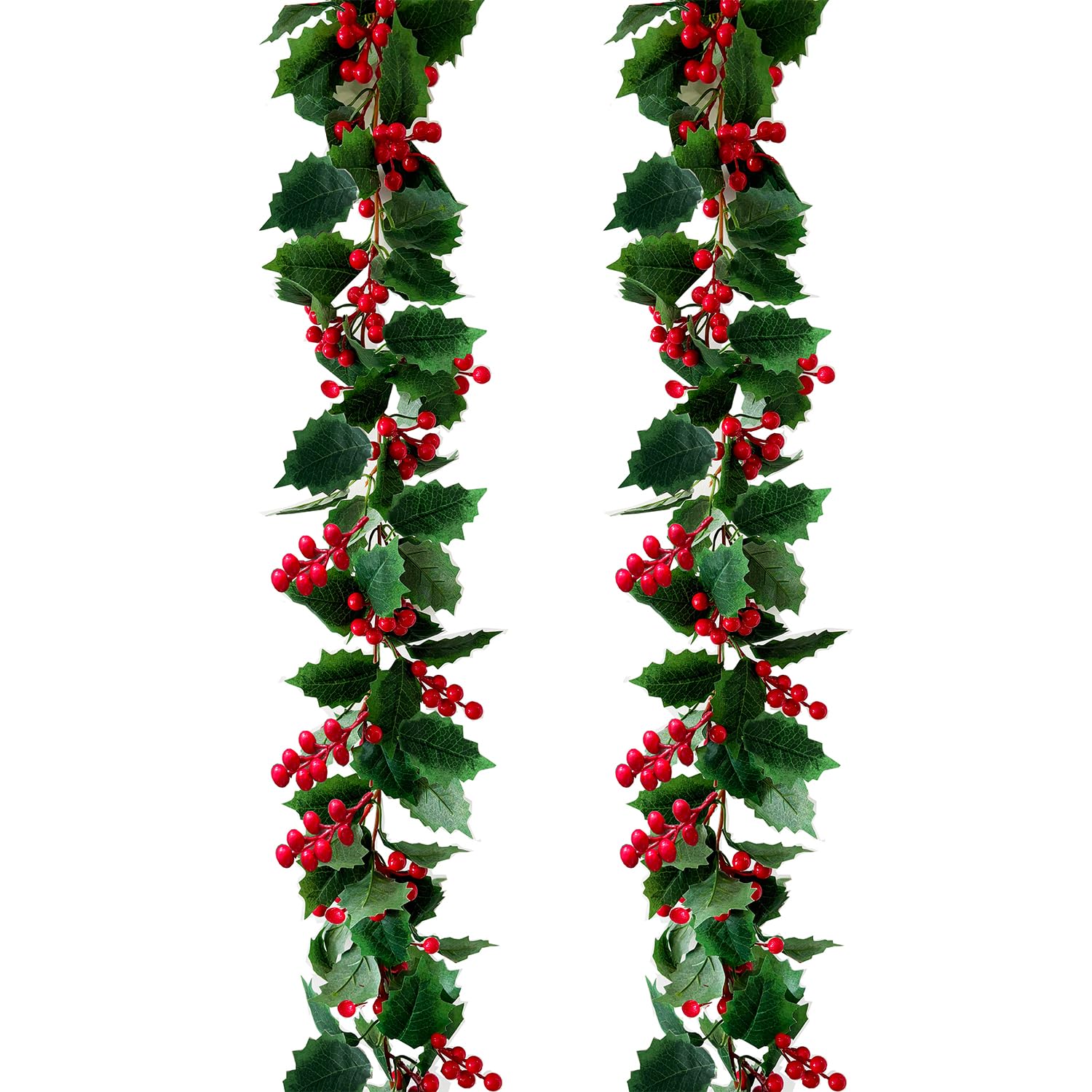 2Pcs Red Berry Christmas Garland Artificial Berries Garland for Mantle Indoor Outdoor Decoration Christmas Home Fireplace Winter Christmas Holiday New Year Decor