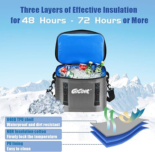 Miniatura 4 de Goplus Bolsa térmica portátil para 30 latas, enfriador de camping suave aislado, bolsa enfriadora de hielo a prueba de fugas para viajes al aire