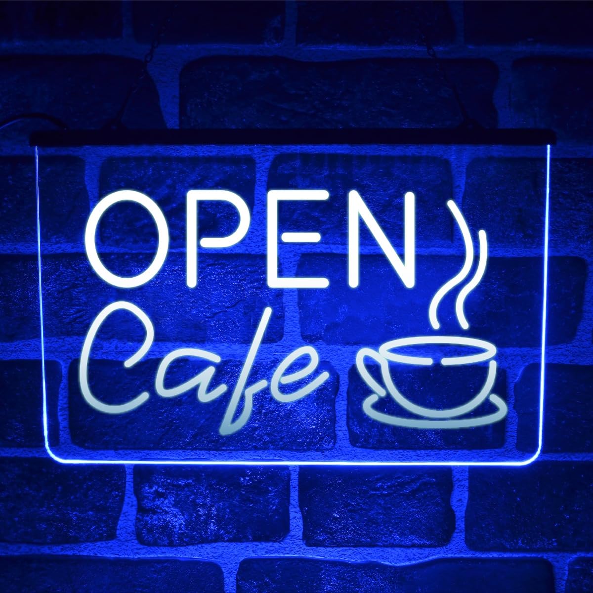 Open Cafe LED Neon Light Sign | Multicolour Hanging Wall or Window Decor for Coffee Shop, Restaurant, Bar & Bakery | USB Powered (Yellow)