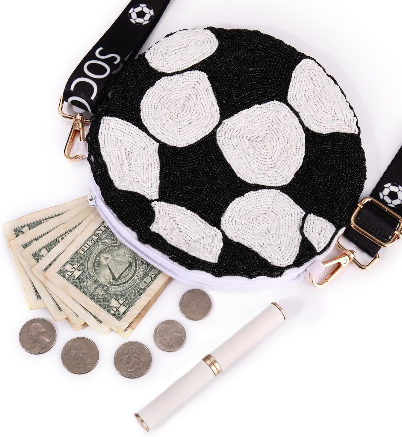 Beaded Sports Purse for Women Baseball Football Crossbody Purse Game Day Shoulder Bag Football Baseball Mom Fans Gifts