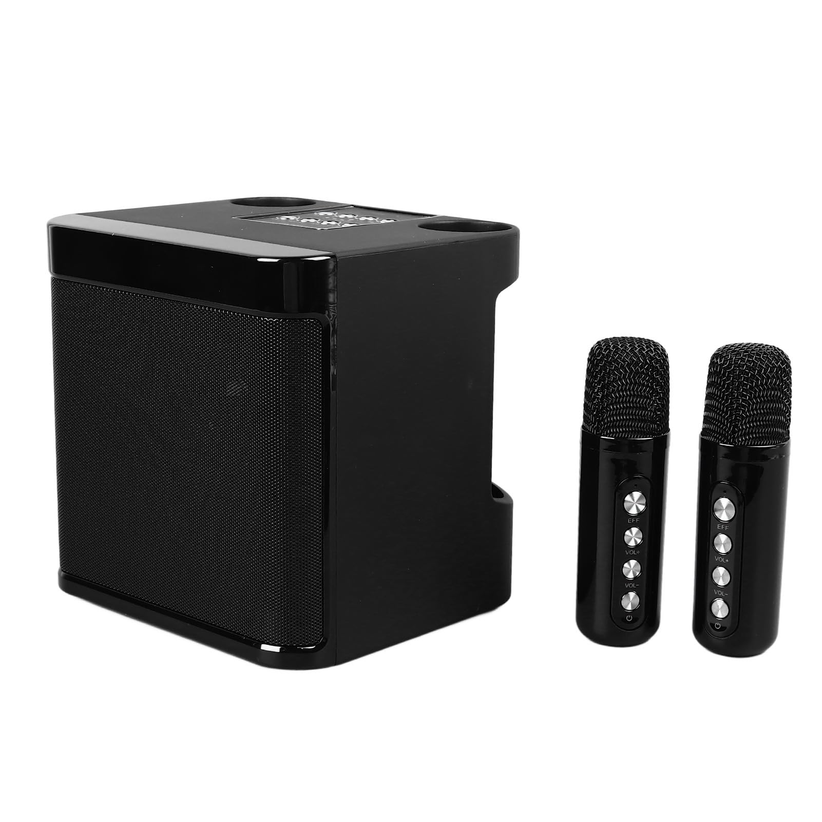 Altavoces inalámbricos Karaoke Mini Karaoke Machine Bluetooth Altavoces con 2 micrófonos inalámbricos para Abs Negro de camping para fiestas en casa
