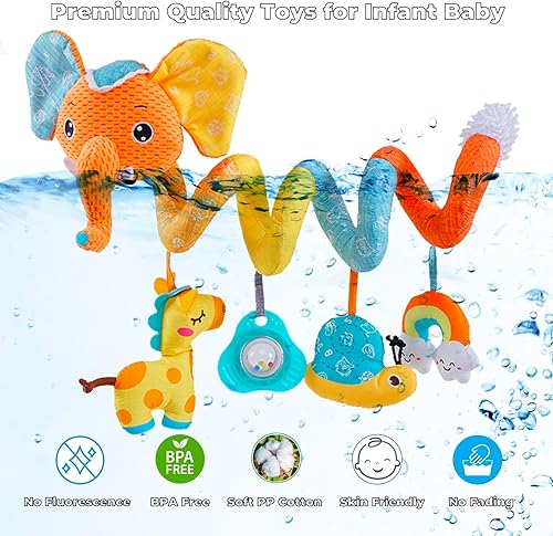 Miniatura 17 de Juguetes para asiento de automóvil, juguete para bebé de 3 a 6 meses, juguete de actividad en espiral para bebés de 0 a 3 meses, juguetes