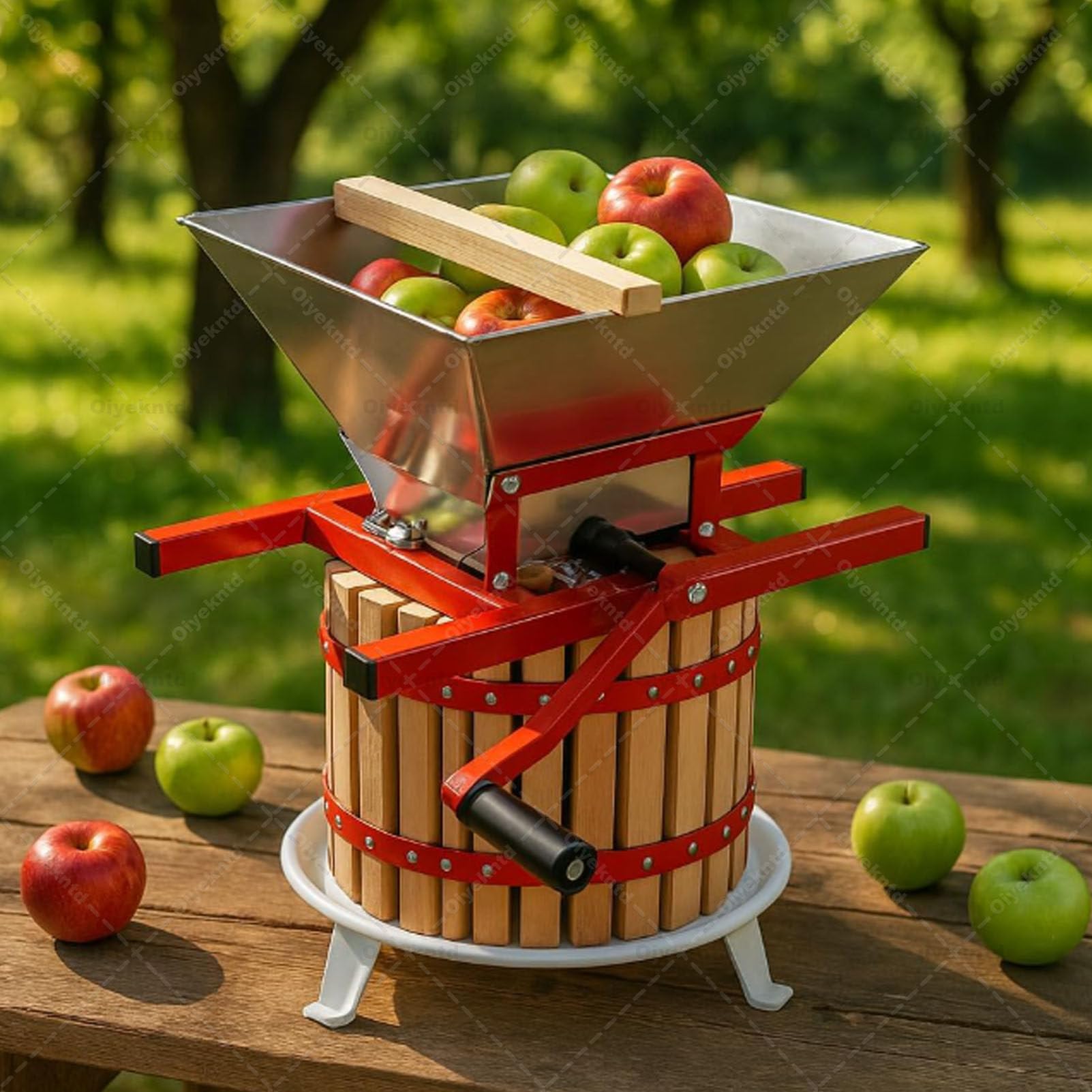 1,8 gal/7l Rozdrabniacz do owoców i jabłek, duży ręczny młynek z uchwytem rolkowym, stal nierdzewna, zgniatarka do owoców, do wina, cydru, jabłek, tłoczenia winogron Grapes