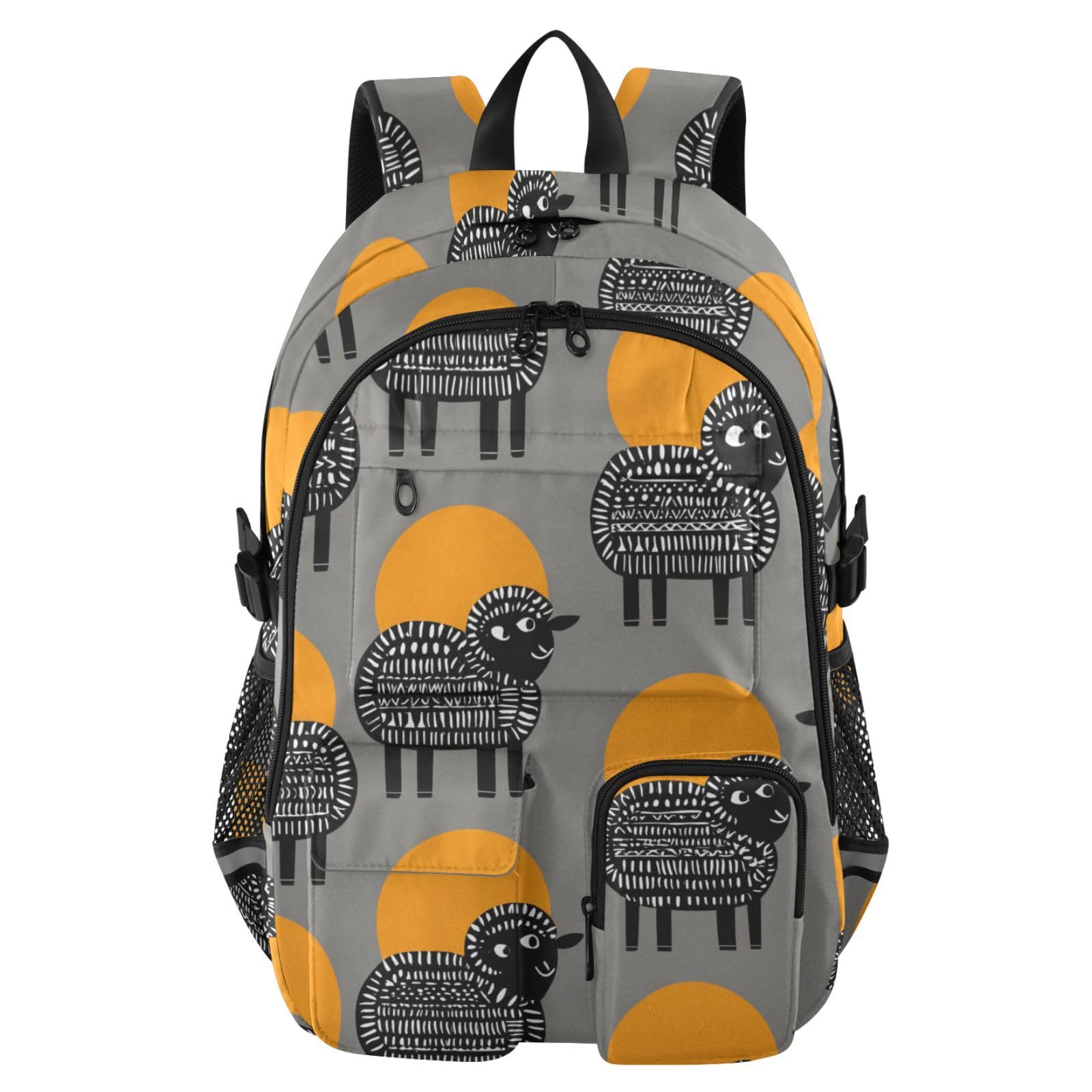 Mochila de viaje grande de 17.5 pulgadas gris con corderos para adolescentes y trabajo 8