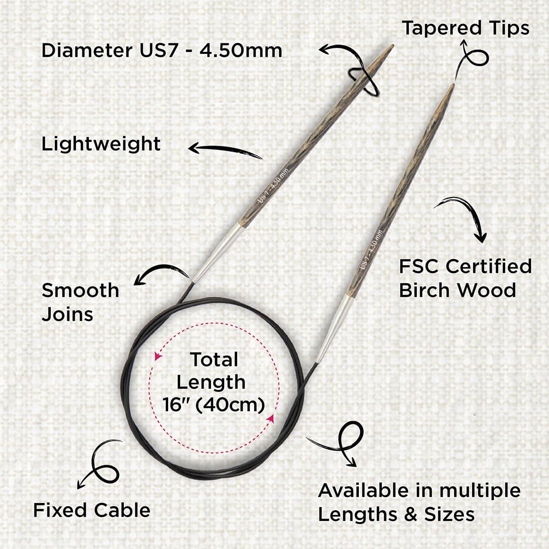 KnitPro Dreamz Fixed Circular Needles 16" (40cm) | US Size 7 (4.5mm) - Image 3