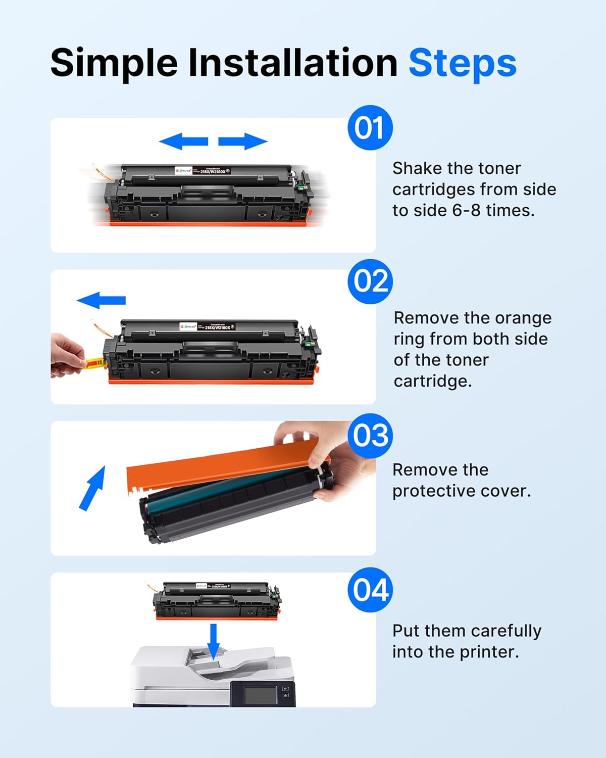 GPC Image 218X Toner Cartridges 4 Pack High Yield (with CHIP) 3301fdw 3201dw Replacement for HP 218X Toner Cartridges 218X Toner for HP Color LaserJet Pro MFP 3301fdw 3201dw 3301cdw 3301sdw (B/C/M/Y)