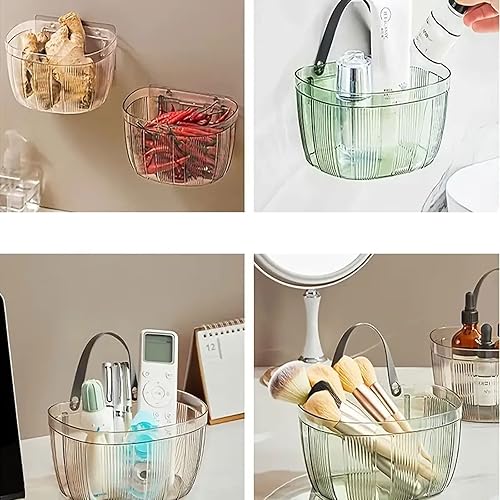 Miniatura 7 de 2 cestas colgantes de plástico para jengibre, ajo, cebolla, mini cestas de almacenamiento para cocina, baño, canasta decorativa (gris y verde)