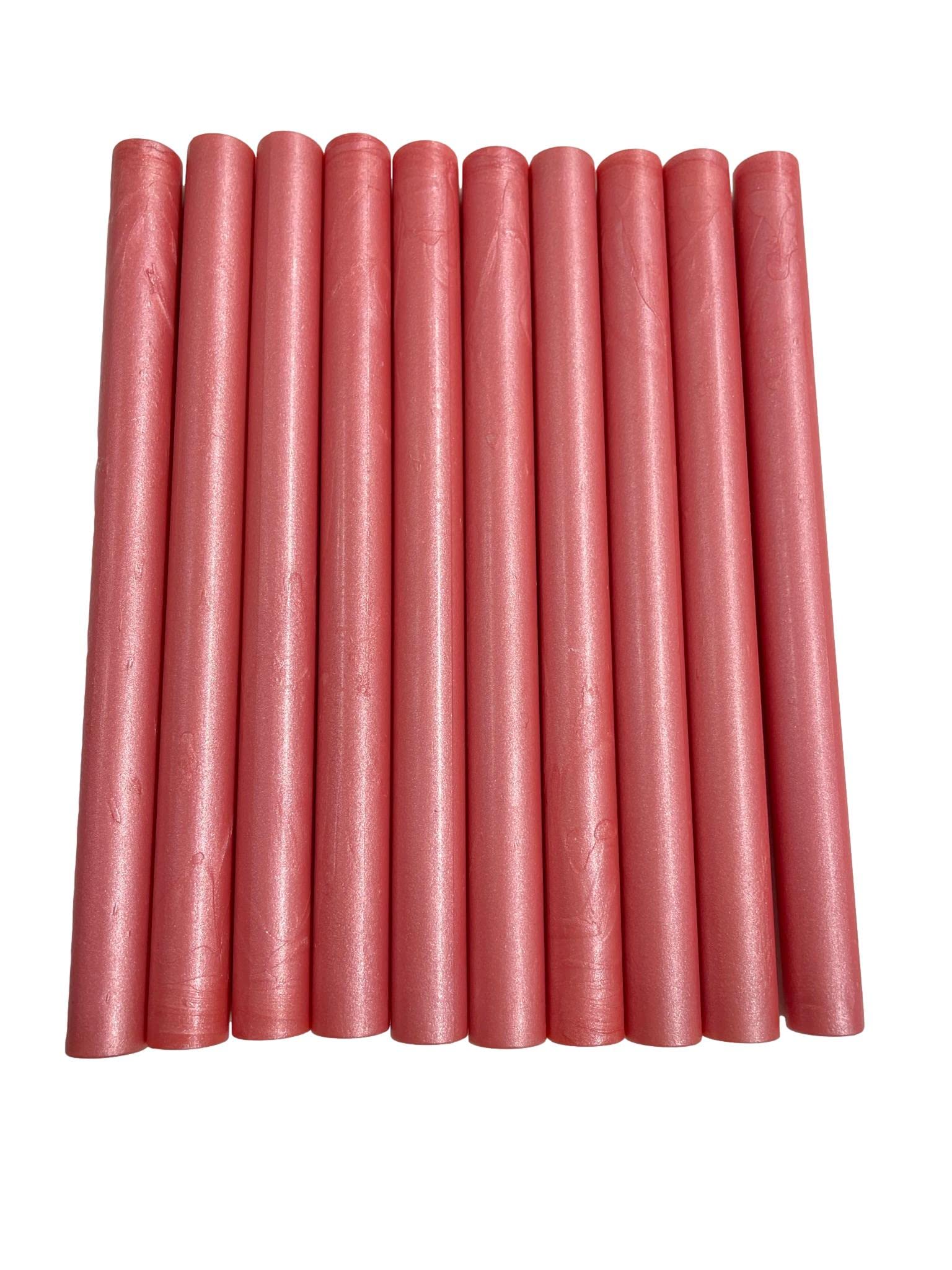 Syntego 10pcs Coral Pink Shimmer Glue Gun Sealing Wax Sticks for Wax Seal Stamping