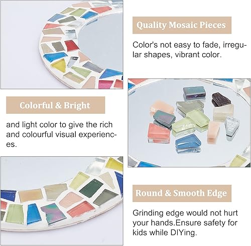 Miniatura 3 de WEBEEDY Juego de 2 espejos circulares de mosaico, kit de manualidades de mosaico para adultos, kit de espejo redondo de cristal (sin pegamento ni