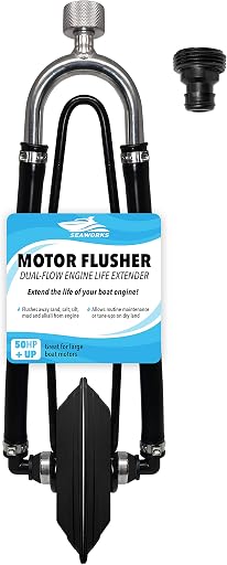 Steel Dual Feed Muff Style Heavy Duty Steel Boat Motor Flusher | Use for Antifreeze Winterization or Common Water Flush | 5/8 Inch Standard Garden Hose Connection