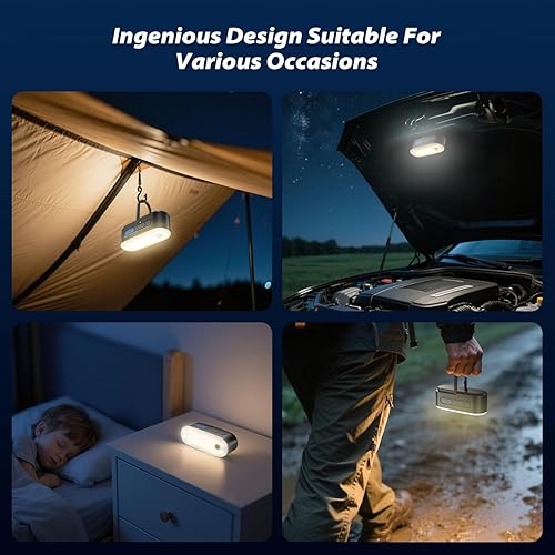 Miniatura 5 de Luces de campamento con sensor de movimiento, linterna de campamento recargable, luces colgantes portátiles, luz de emergencia impermeable IPX5 para