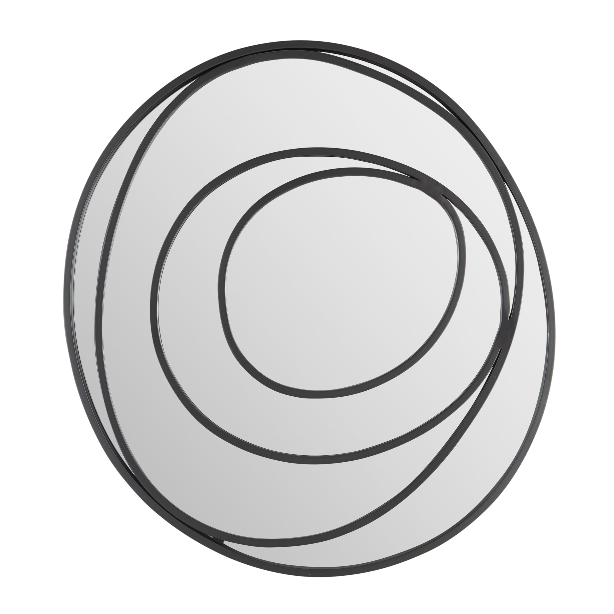 Danya B. Sonya 25.5-inch Contemporary Continuous Circles Wall Mirror with Black Iron Accents