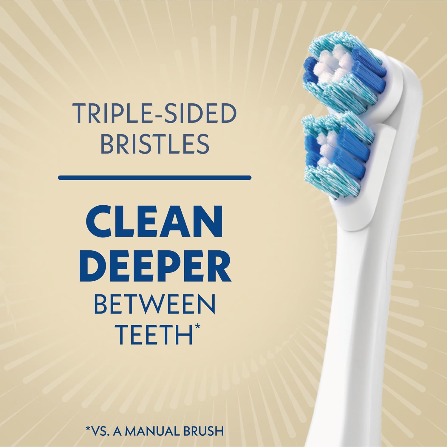 Spinbrush Smart Clean Battery Powered Electric Toothbrush for Adults with Dual Action Head, Pacer & Timer, Champagne, Soft Bristles, 1 Count