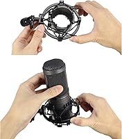 Vista 4 de YOUSHARES Soporte de choque AT2020, soporte de choque para micrófono reduce el ruido de vibración para Audio Technica AT2020 AT2035 ATR2500