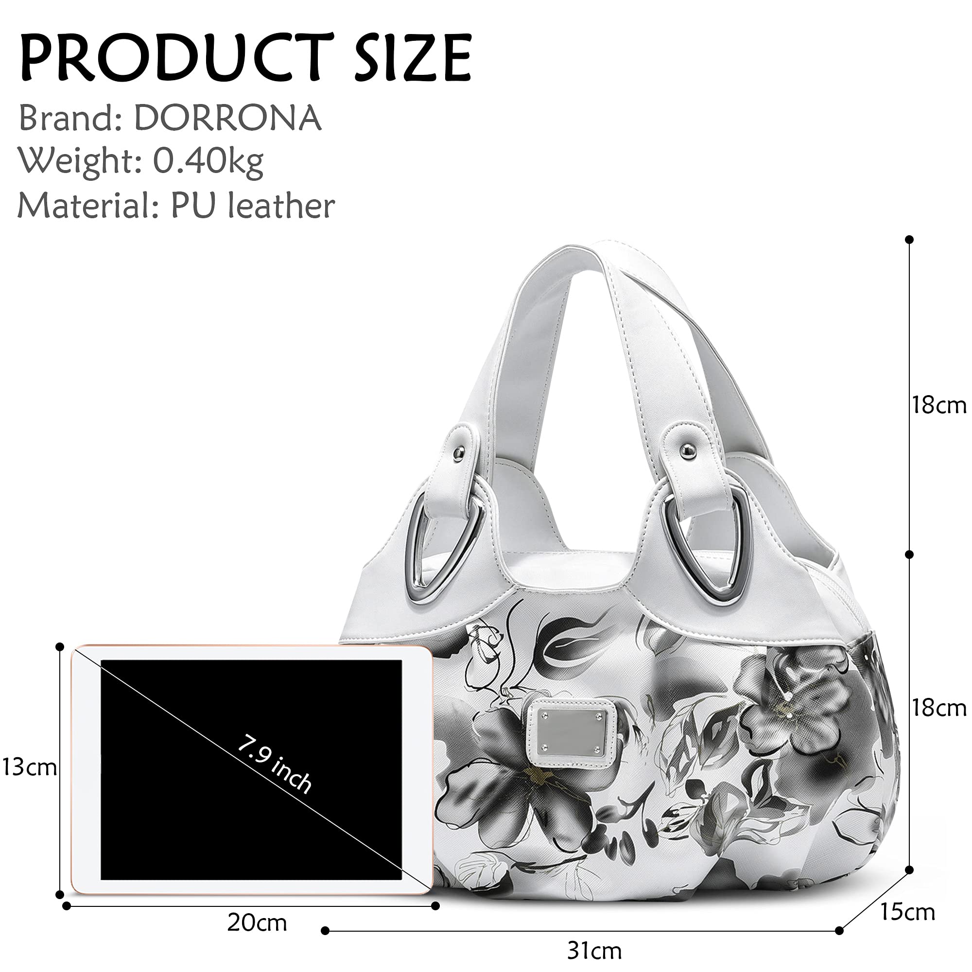 DIRRONA Moda Borse da Donna Borsa a Tracolla Casual Vacanza Signora Totalizzatore Viaggio Borsa da Spiaggia Impermeabile PU Pelle Borse a Mano Fiore